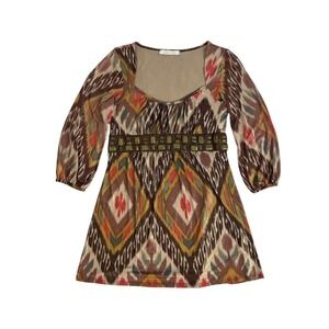 charlotte russe y2k blouse made in usa medium stones embellished milkmaid aztec